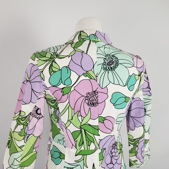 Anne Taylor Flower Print Cotton Blazer Size XS - Picture 6 of 8